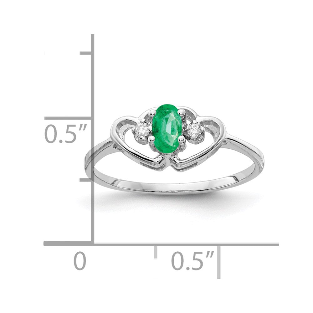 14k white gold 5x3mm oval emerald a real diamond ring x9719e a