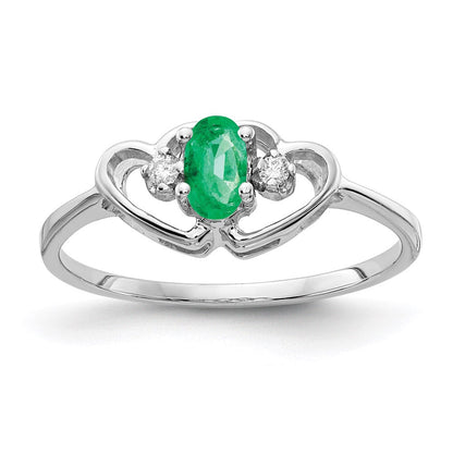 14k white gold 5x3mm oval emerald a real diamond ring x9719e a
