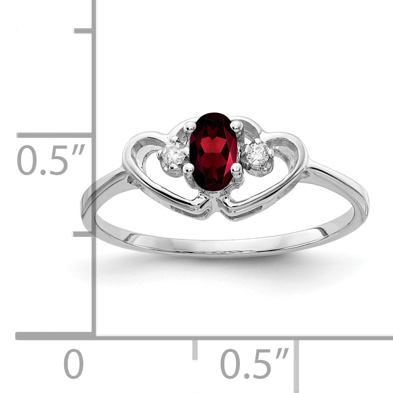 Solid 14k White Gold 5x3mm Oval Simulated Garnet AAA CZ Ring