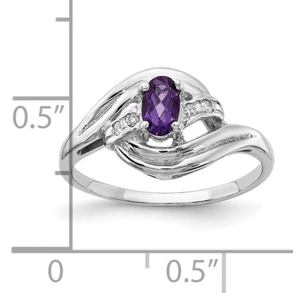 Solid 14k White Gold 5x3mm Oval Simulated Amethyst AAA CZ Ring