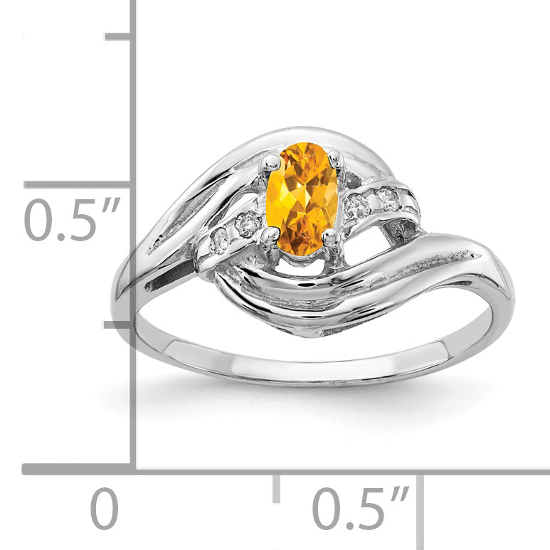 Solid 14k White Gold 5x3mm Oval Simulated Citrine VS CZ Ring