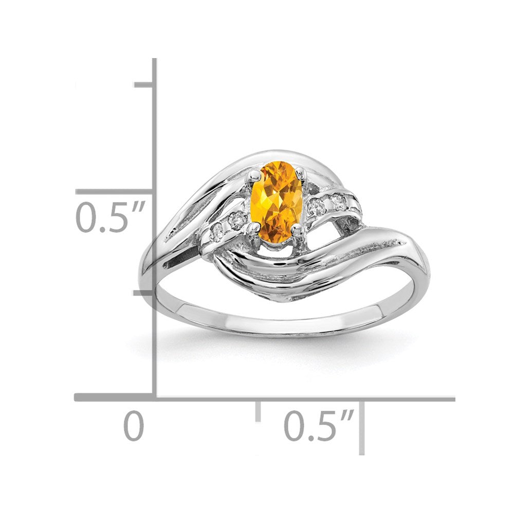 Solid 14k White Gold 5x3mm Oval Simulated Citrine A CZ Ring