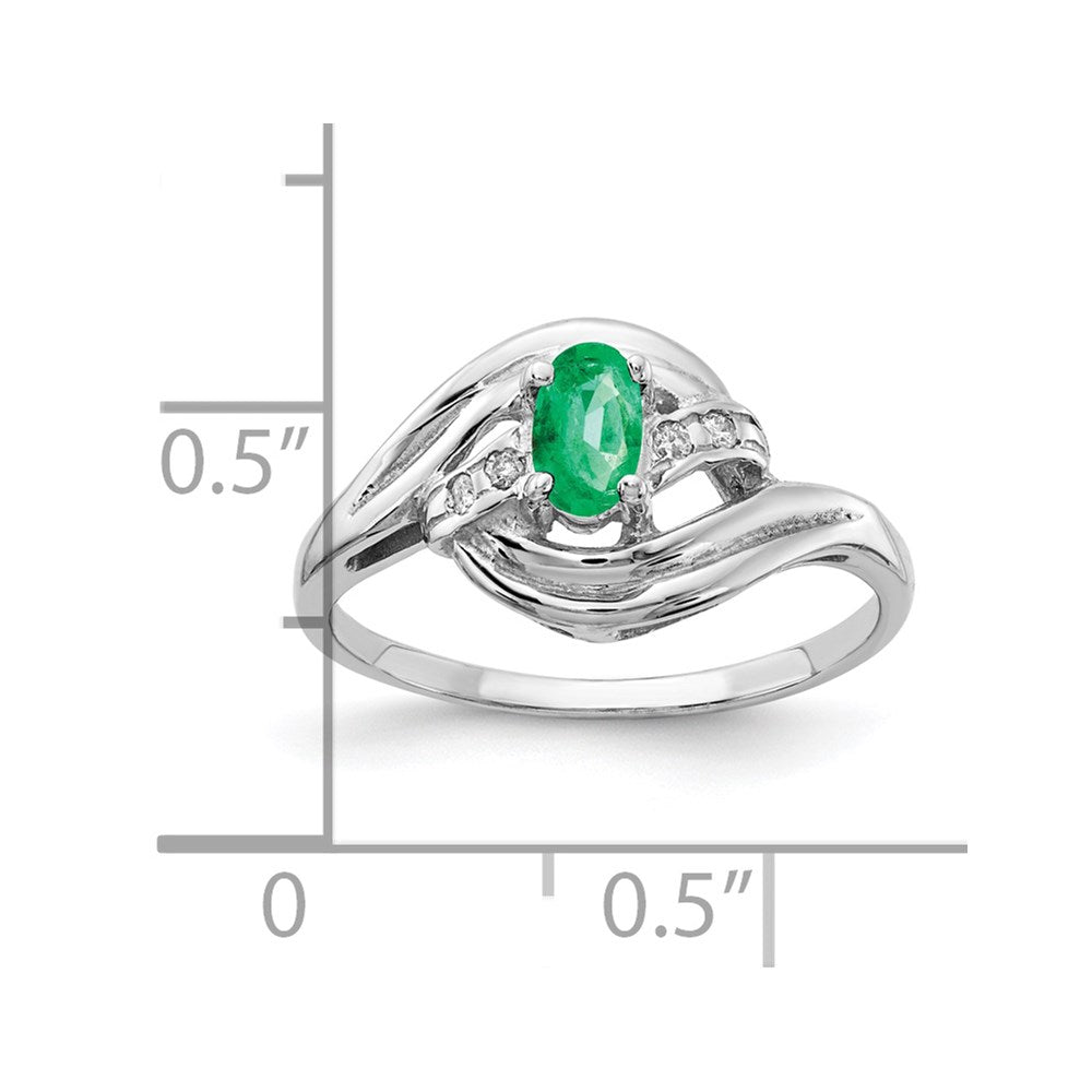 14k white gold 5x3mm oval emerald a real diamond ring x9723e a
