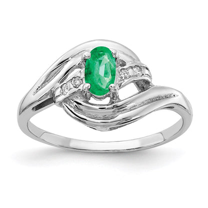 14k white gold 5x3mm oval emerald a real diamond ring x9723e a
