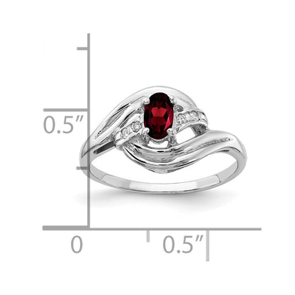 14k White Gold 5x3mm Oval Garnet A Real Diamond ring