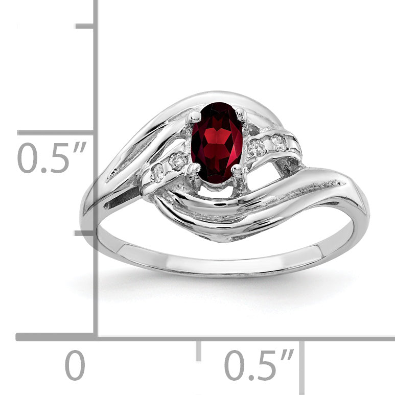 Solid 14k White Gold 5x3mm Oval Simulated Garnet VS CZ Ring