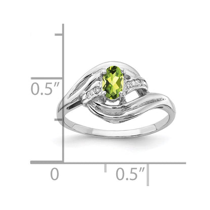 14k White Gold 5x3mm Oval Peridot A Real Diamond ring