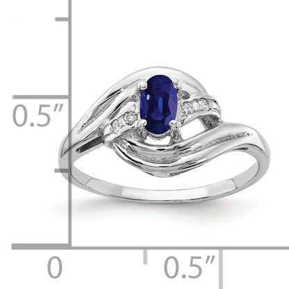 Solid 14k White Gold 5x3mm Oval Simulated Sapphire AAA CZ Ring