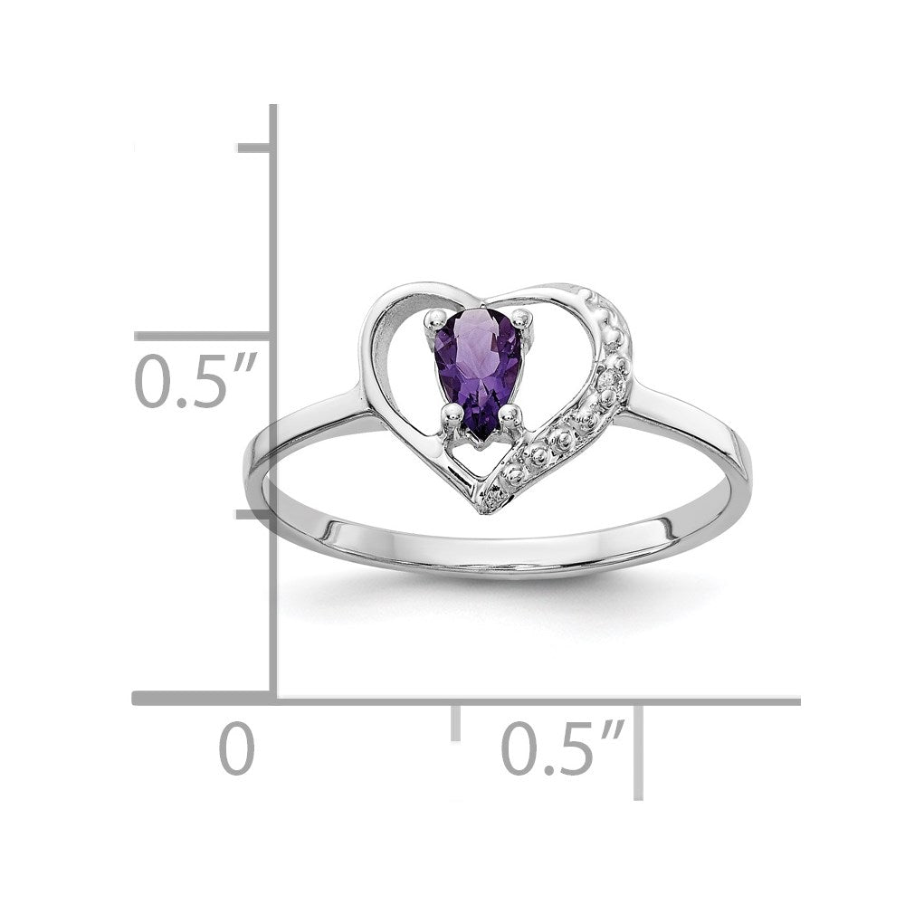 14k White Gold Polished .01ct. Diamond u0026 5x3 Pear Gemstone Heart Ring Mount