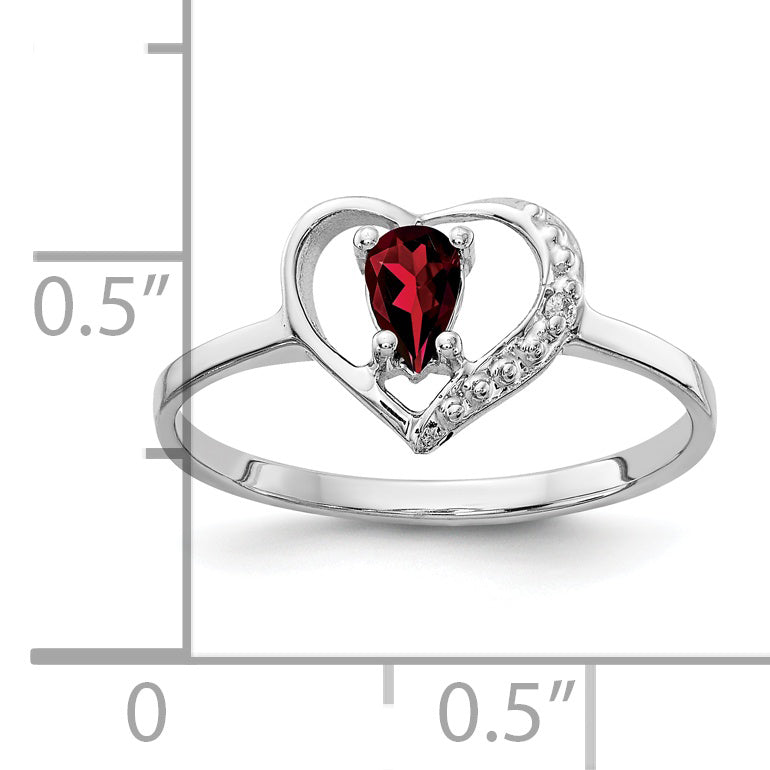 Solid 14k White Gold 5x3mm Pear Simulated Garnet AAA CZ Ring