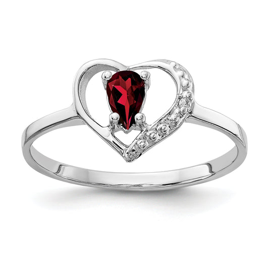Solid 14k White Gold 5x3mm Pear Simulated Garnet AA CZ Ring