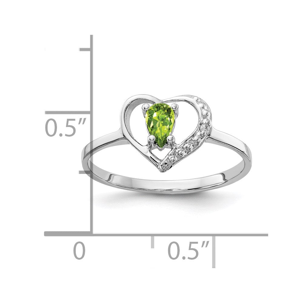 14k White Gold 5x3mm Pear Peridot A Real Diamond ring