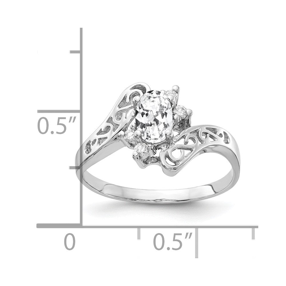 14k White Gold 6x4mm Oval Cubic Zirconia VS Real Diamond ring