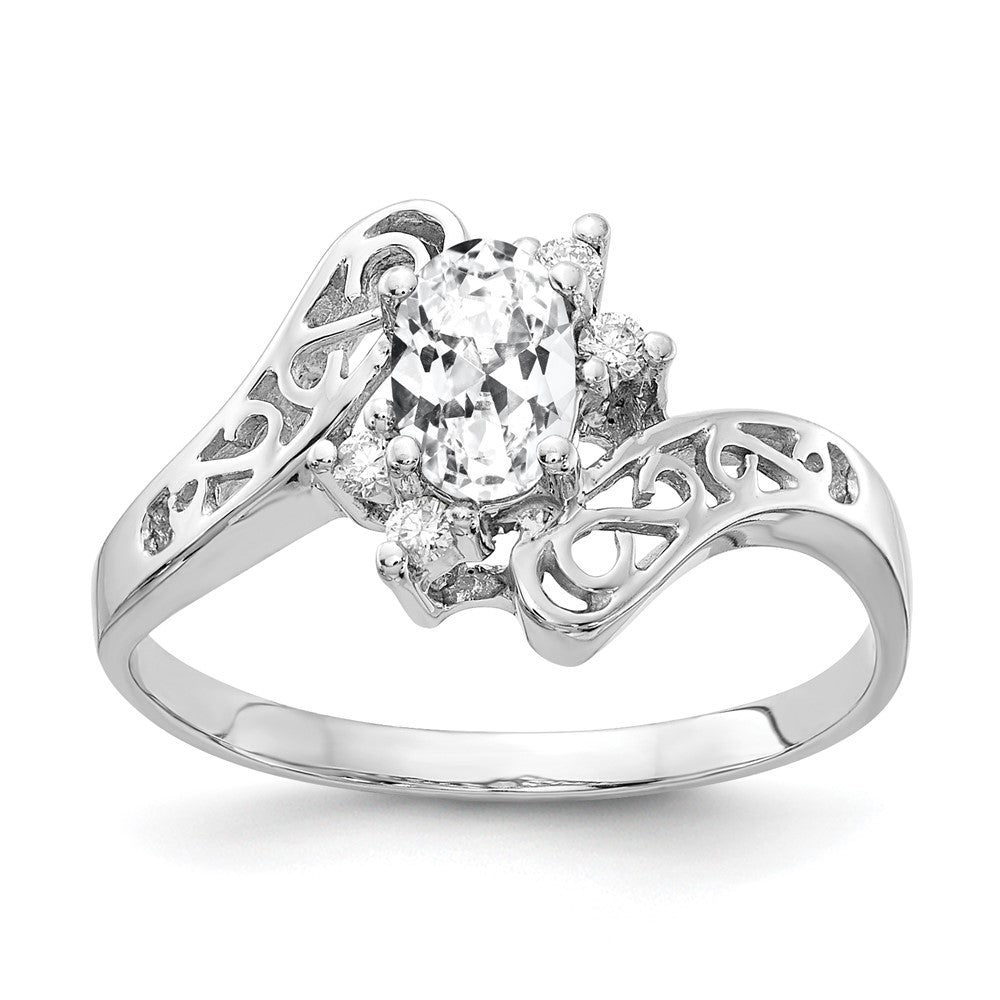 14k White Gold 6x4mm Oval Cubic Zirconia VS Real Diamond ring
