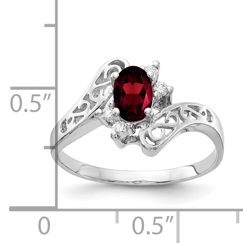 Solid 14k White Gold 6x4mm Oval Simulated Garnet VS CZ Ring