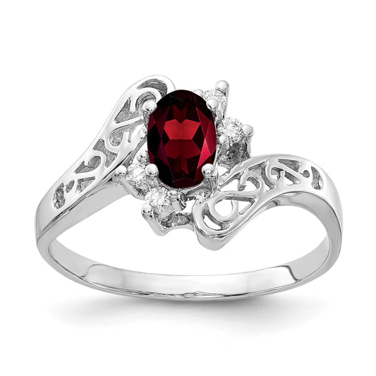Solid 14k White Gold 6x4mm Oval Simulated Garnet VS CZ Ring