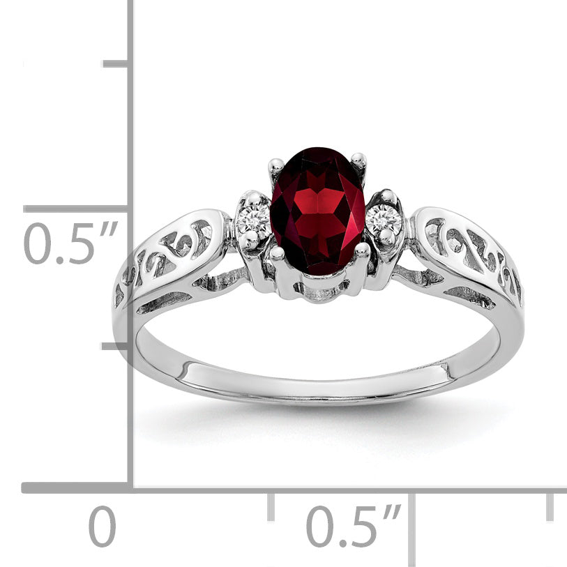 Solid 14k White Gold 6x4mm Oval Simulated Garnet VS CZ Ring
