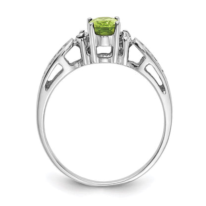 14k White Gold 6x4mm Oval Peridot A Real Diamond ring
