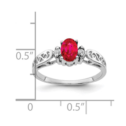 14k White Gold 6x4mm Oval Ruby VS Real Diamond ring