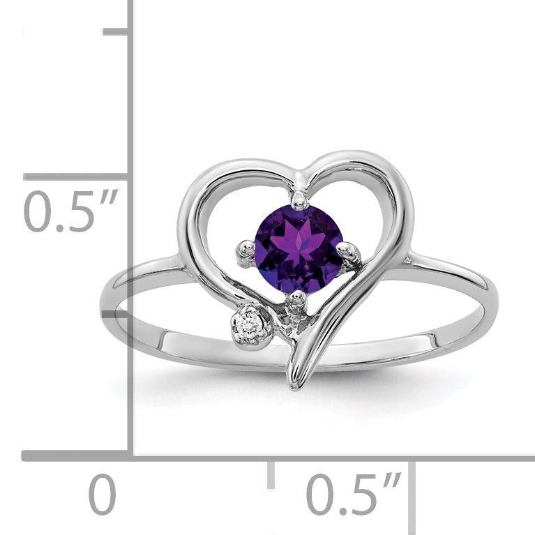 Solid 14k White Gold 4mm Simulated Amethyst AA CZ Ring