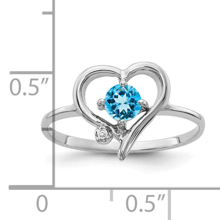 Solid 14k White Gold 4mm Simulated Blue Topaz AAA CZ Ring