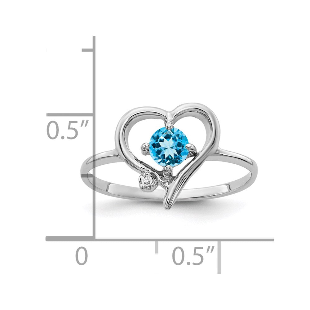 Solid 14k White Gold 4mm Simulated Blue Topaz A CZ Ring