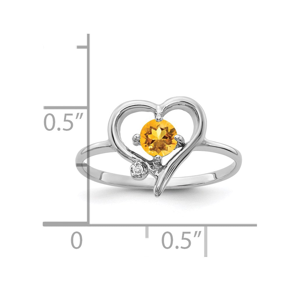 Solid 14k White Gold 4mm Simulated Citrine A CZ Ring