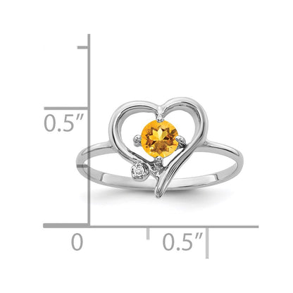 Solid 14k White Gold 4mm Simulated Citrine A CZ Ring