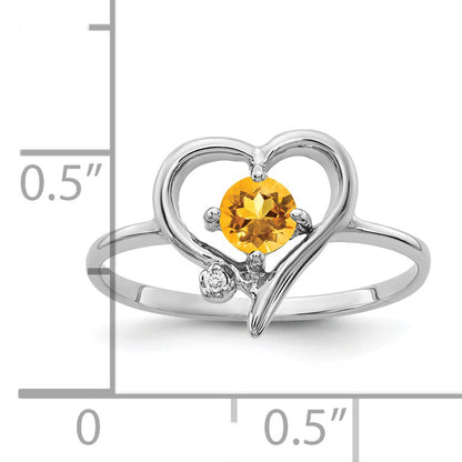 Solid 14k White Gold 4mm Simulated Citrine VS CZ Ring