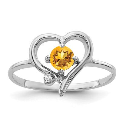 14k White Gold 4mm Citrine A Real Diamond ring