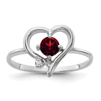 Solid 14k White Gold 4mm Simulated Garnet VS CZ Ring