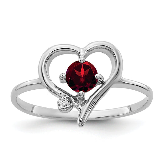Solid 14k White Gold 4mm Simulated Garnet VS CZ Ring