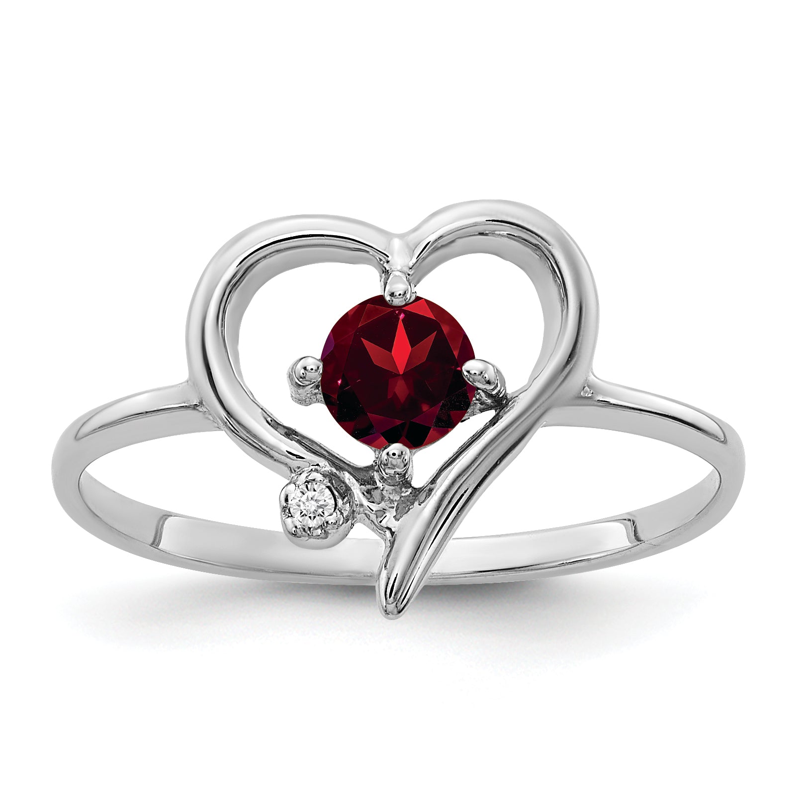 Solid 14k White Gold 4mm Simulated Garnet AA CZ Ring