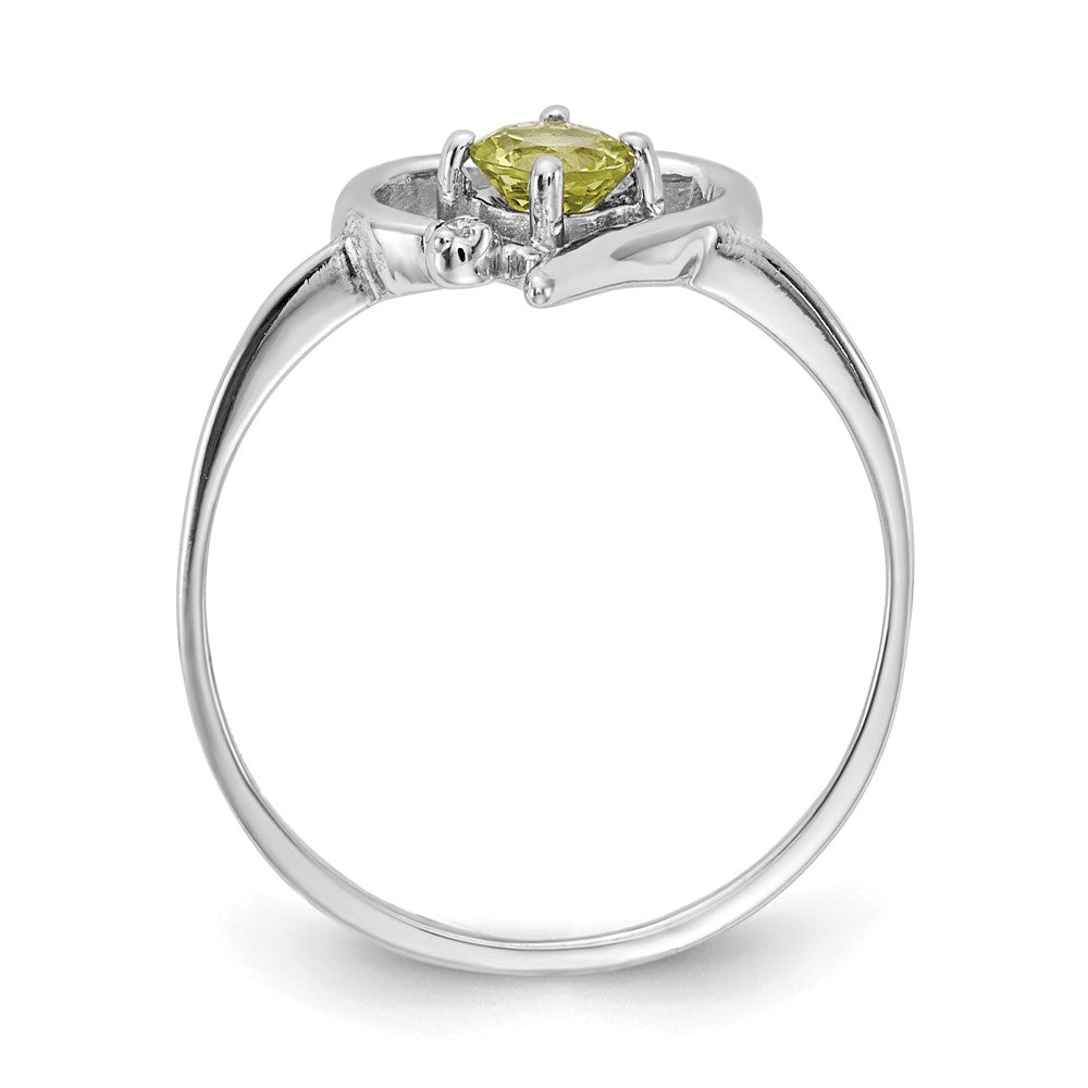 14k White Gold 4mm Peridot A Real Diamond ring