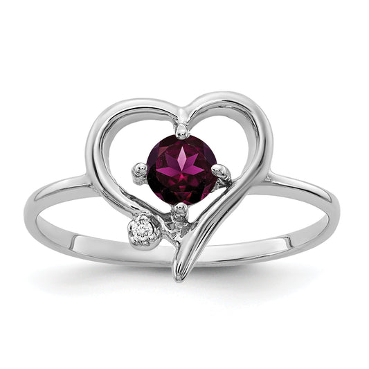 Solid 14k White Gold 4mm Rhodolite Simulated Garnet AAA CZ Ring