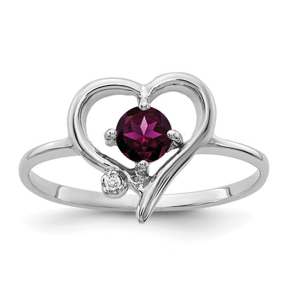 Solid 14k White Gold 4mm Rhodolite Simulated Garnet VS CZ Ring