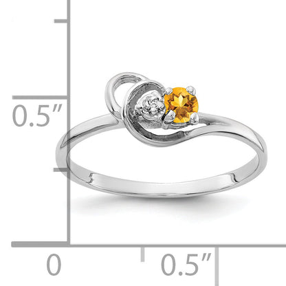 Solid 14k White Gold 3mm Simulated Citrine VS CZ Ring