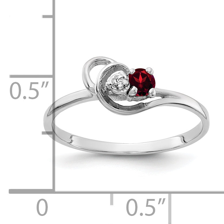 Solid 14k White Gold 3mm Simulated Garnet VS CZ Ring