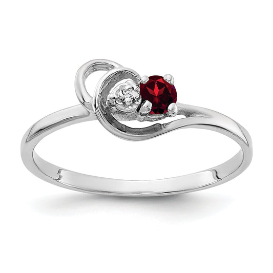 Solid 14k White Gold 3mm Simulated Garnet AA CZ Ring