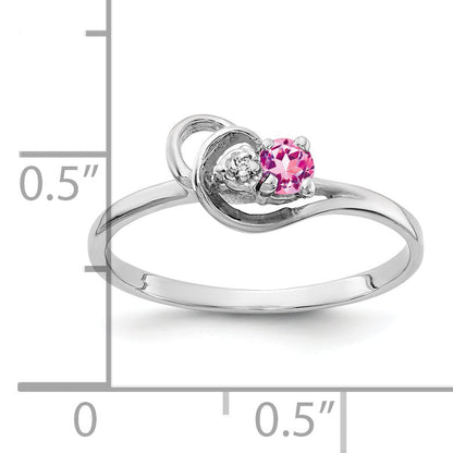 Solid 14k White Gold 3mm PinK Simulated Sapphire AA CZ Ring
