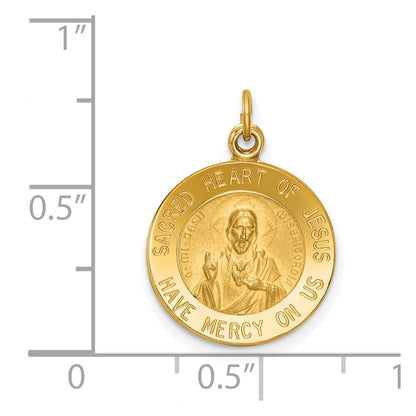 14k Yellow Gold Sacred Heart of Jesus Medal Charm