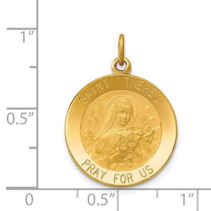 14k Yellow Gold Saint Theresa Medal Charm