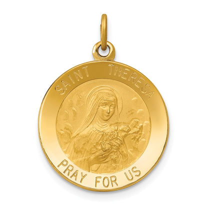 14k Yellow Gold Saint Theresa Medal Charm