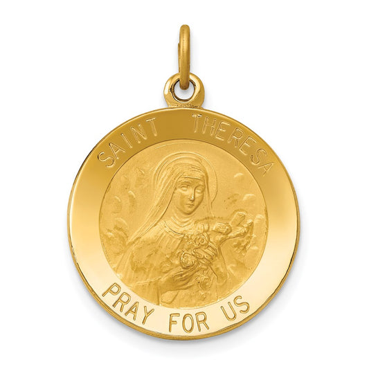 14k Yellow Gold Saint Theresa Medal Charm