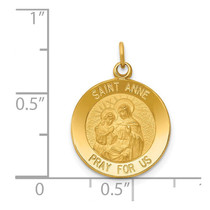14k Yellow Gold Saint Anne Medal Charm