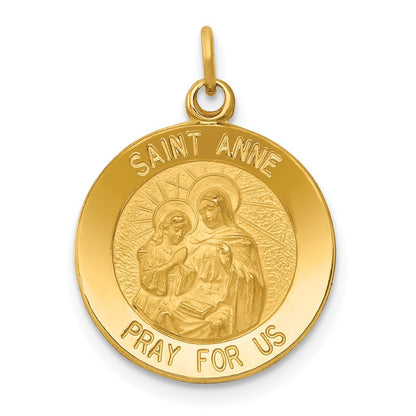 14k Yellow Gold Saint Anne Medal Charm