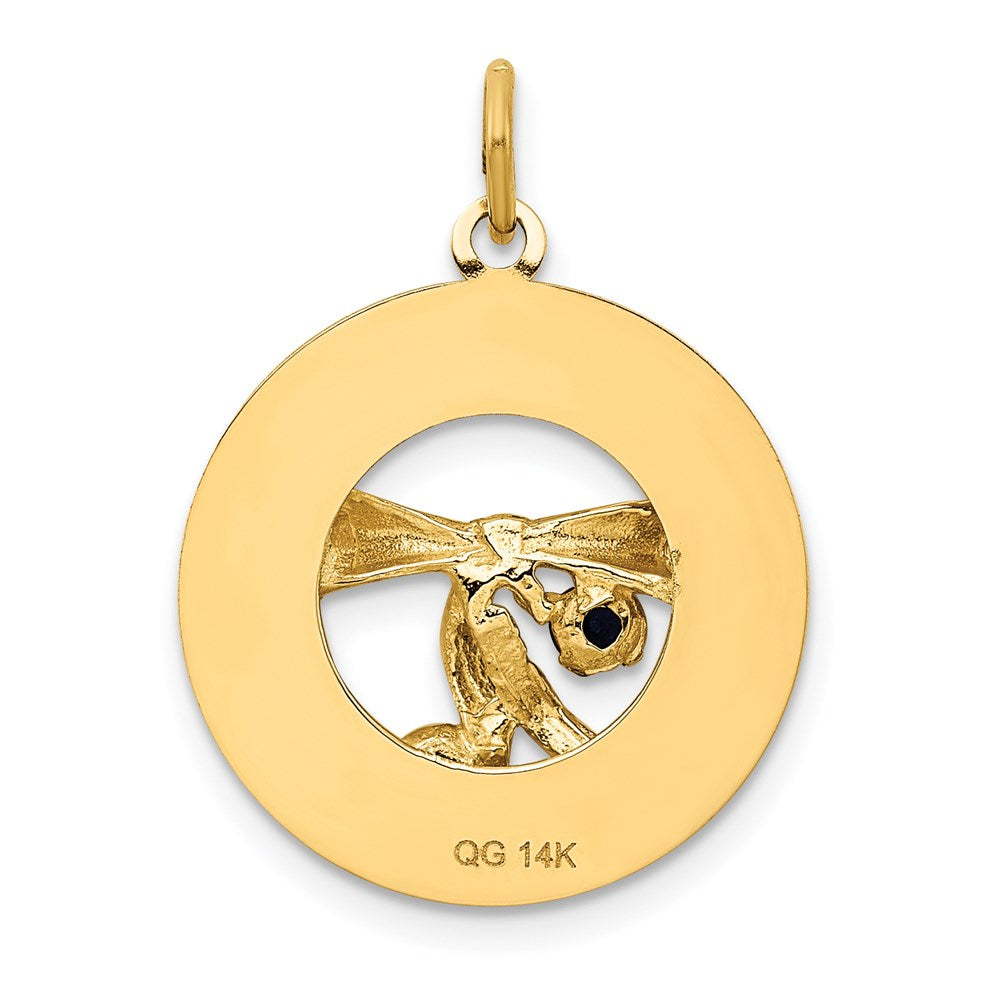 14k Yellow Gold Graduation Day Charm with Synthetic Stones Charm