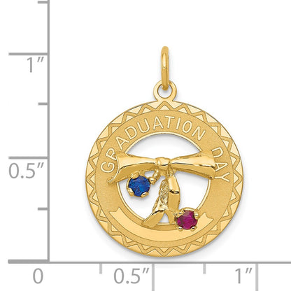 14k Yellow Gold Graduation Day Charm with Synthetic Stones Charm