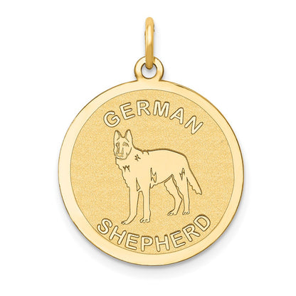 14k Yellow Gold German Shepherd Disc Charm