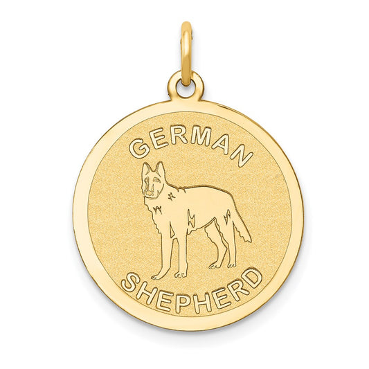 14k Yellow Gold German Shepherd Disc Charm
